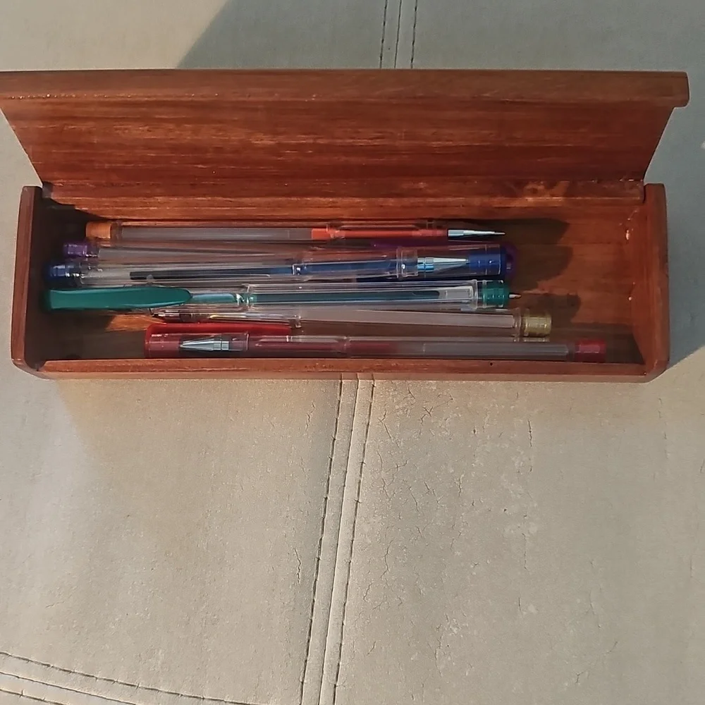 Wooden Pencil Box with Inlay
